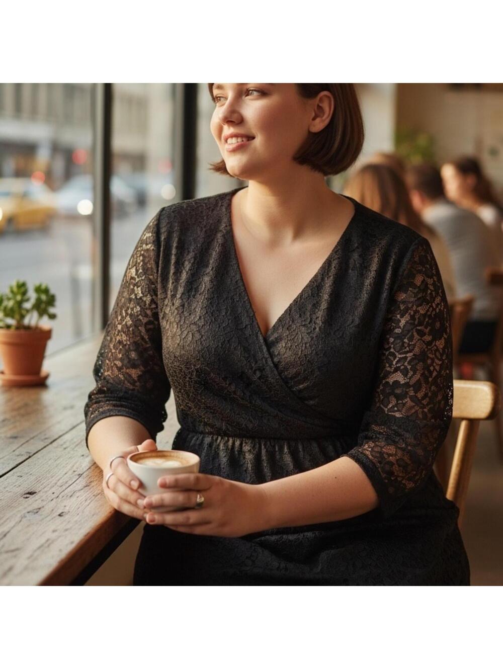 Lane Bryant Elegant Black Lace Dress